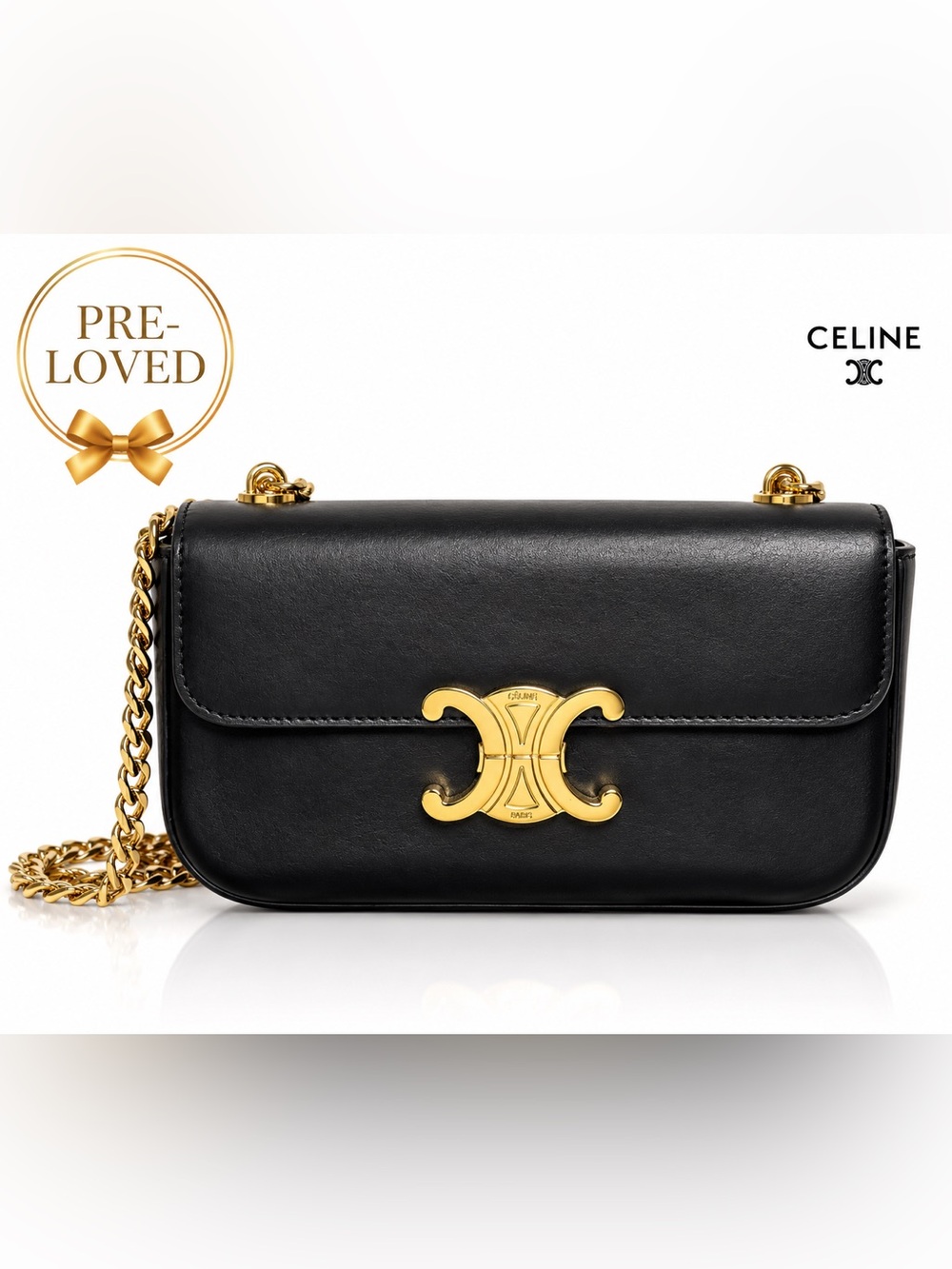 🖤 Women’s Chain Shoulder Bag – Black | Pre-Loved 🖤